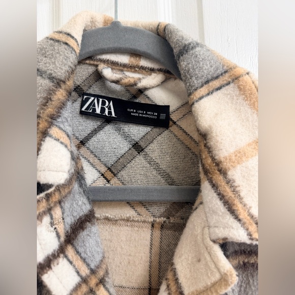 Zara Cream and Tan Plaid Jacket - Picture 2 of 4